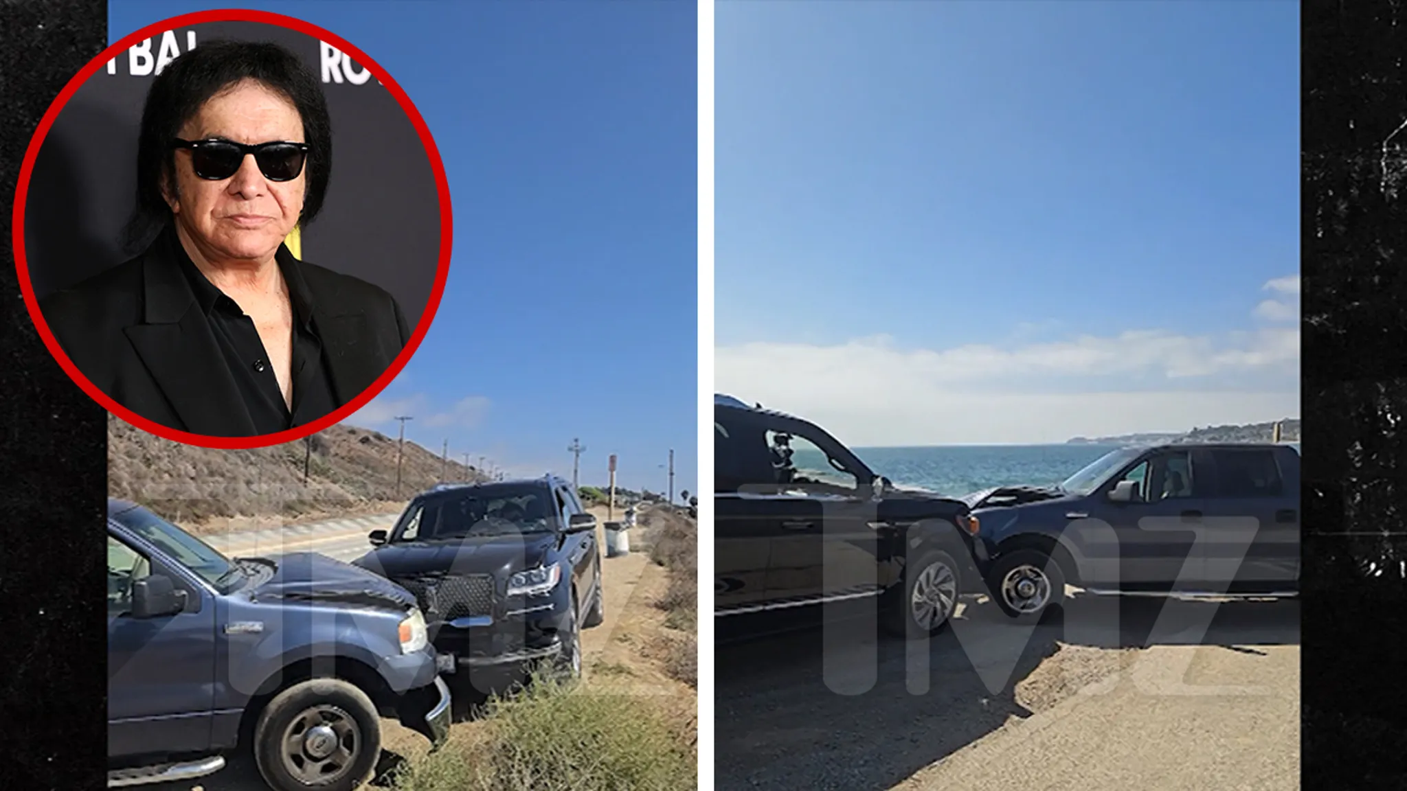 Gene Simmons Car Crash Aftermath Video Shows SUV Smashed Into Truck in Malibu