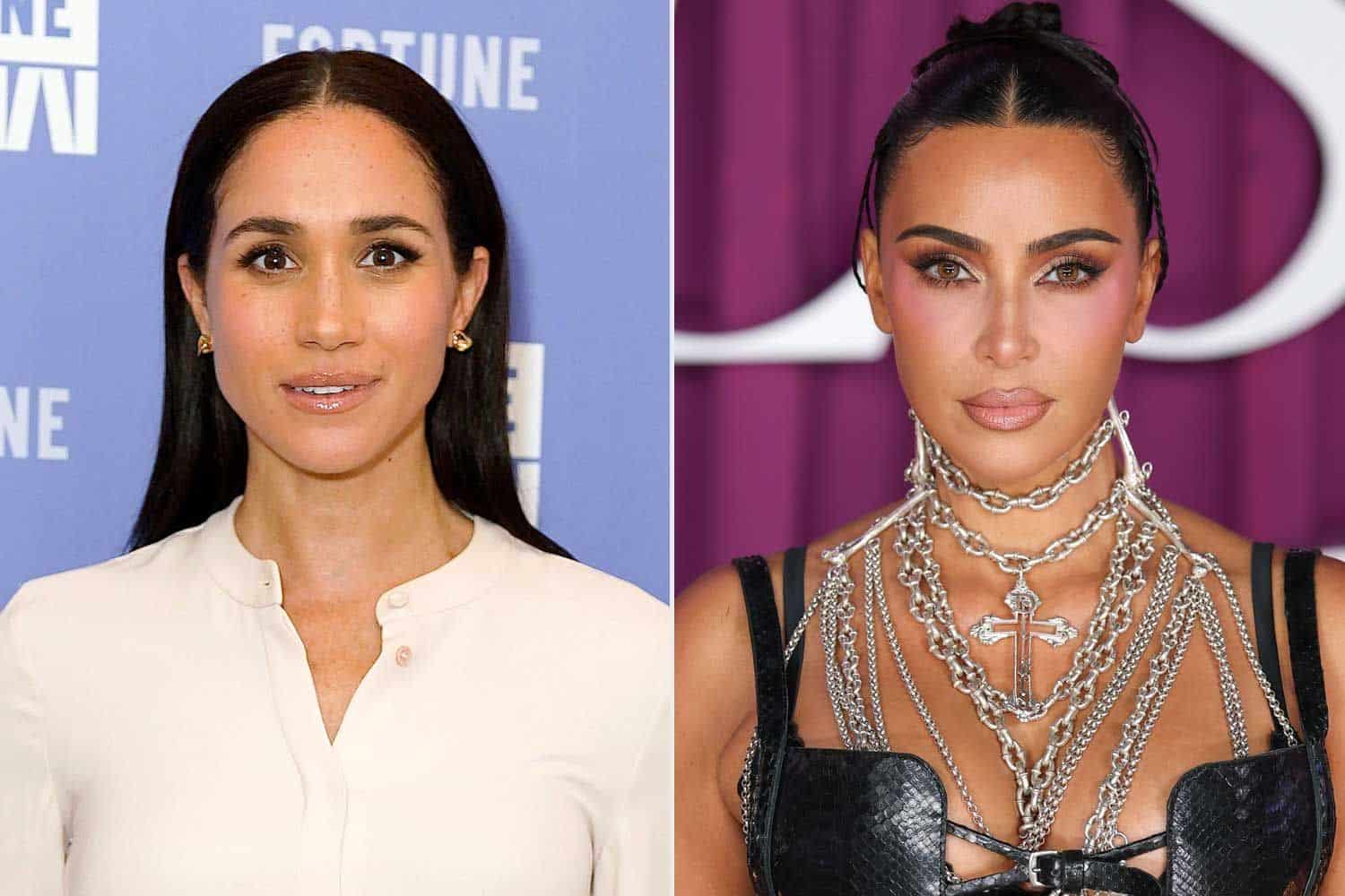 Meghan Markle Poses with Kim Kardashian and Embraces Kris Jenner in Photos from the Bond-Themed 70th Birthday Bash